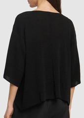 The Row Falexis 3/4 Sleeve Linen Knit Flared Top