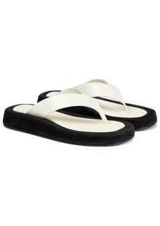 The Row Ginza leather and suede thong sandals