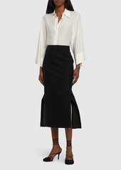 The Row Patillon Asymmetric Wool Midi Skirt