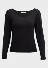 The Row Raya Scoop-Neck Long-Sleeve Rib Top