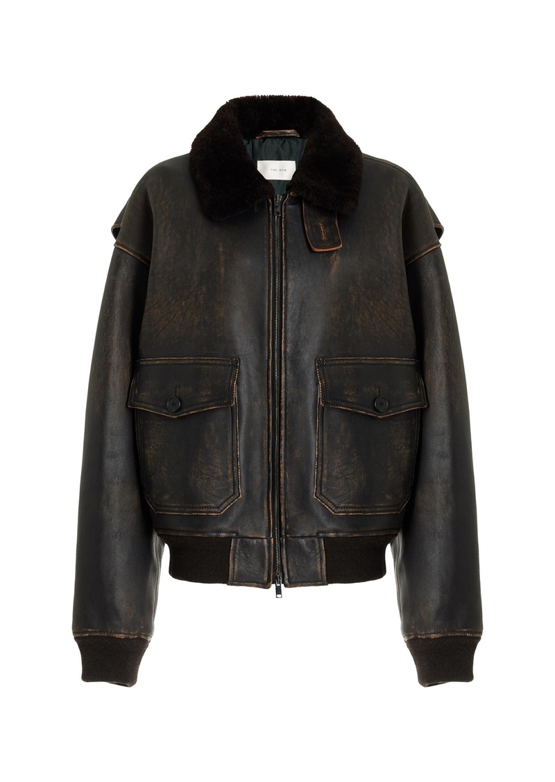 The Row - Adonis Shearling-Trimmed Leather Aviator Jacket - Black - US 0 - Moda Operandi