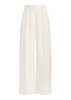 The Row - Antone Pleated Linen Wide-Leg Pants - White - US 8 - Moda Operandi