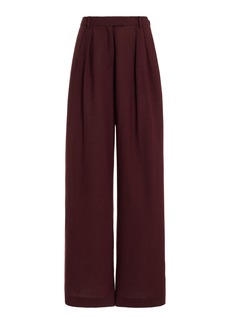 The Row - Antone Pleated Wool Wide-Leg Pants - Burgundy - US 2 - Moda Operandi