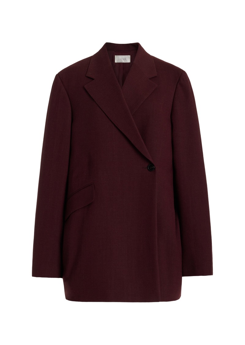 The Row - Azul Wool Double-Breasted Blazer - Burgundy - L - Moda Operandi