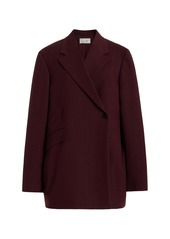 The Row - Azul Wool Double-Breasted Blazer - Burgundy - S - Moda Operandi