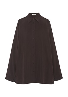 The Row - Caroline Silk Button-Down Shirt - Brown - M - Moda Operandi