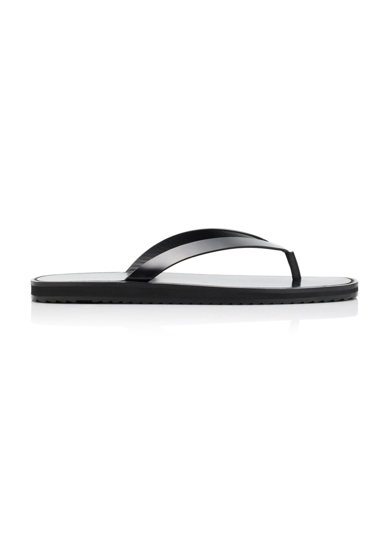 The Row - City Leather Flip-Flop Sandals - Black - IT 40.5 - Moda Operandi