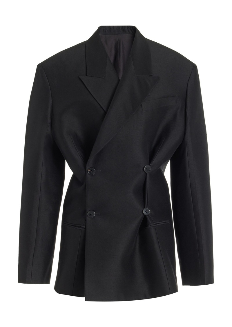 The Row - Cosima Double-Breasted Wool-Silk Blazer - Black - XL - Moda Operandi