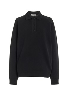 The Row - Eli Cashmere Polo Top - Black - XL - Moda Operandi