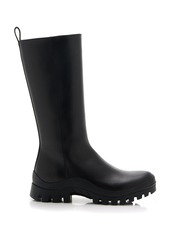 The Row - Greta Leather Moto Boots - Black - IT 37.5 - Moda Operandi