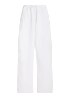 The Row - Hubert Drawstring Cotton Poplin Wide-Leg Pants - White - M - Moda Operandi