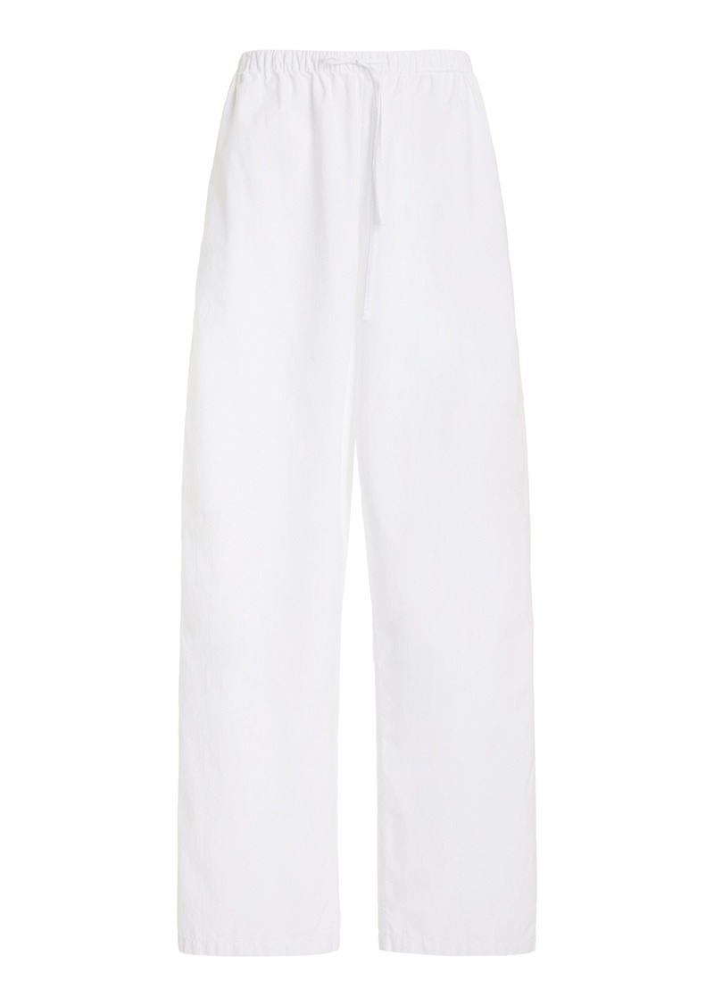 The Row - Hubert Drawstring Cotton Poplin Wide-Leg Pants - White - M - Moda Operandi