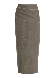 The Row - Laz Wrapped Wool-Blend Maxi Pencil Skirt - Grey - US 10 - Moda Operandi