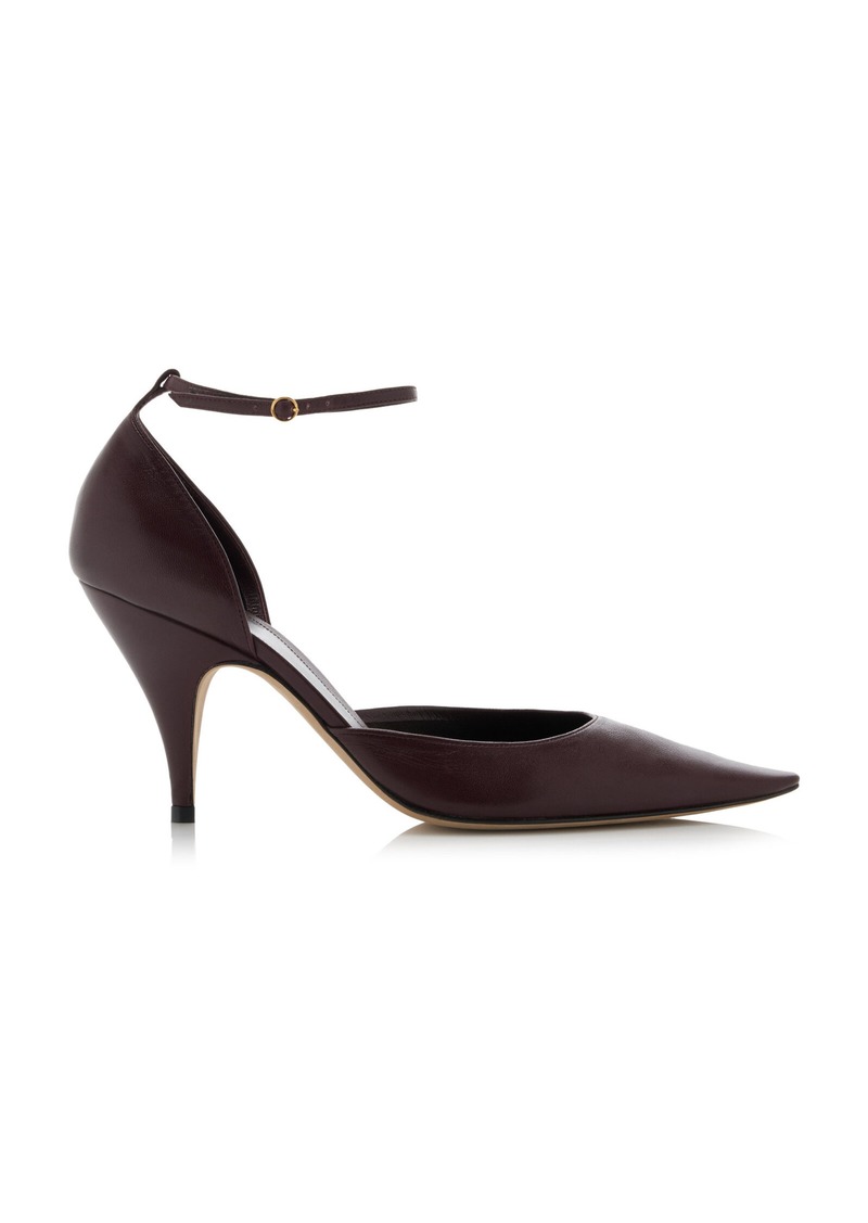 The Row - Liisa Leather D'Orsay Pumps - Burgundy - IT 37 - Moda Operandi