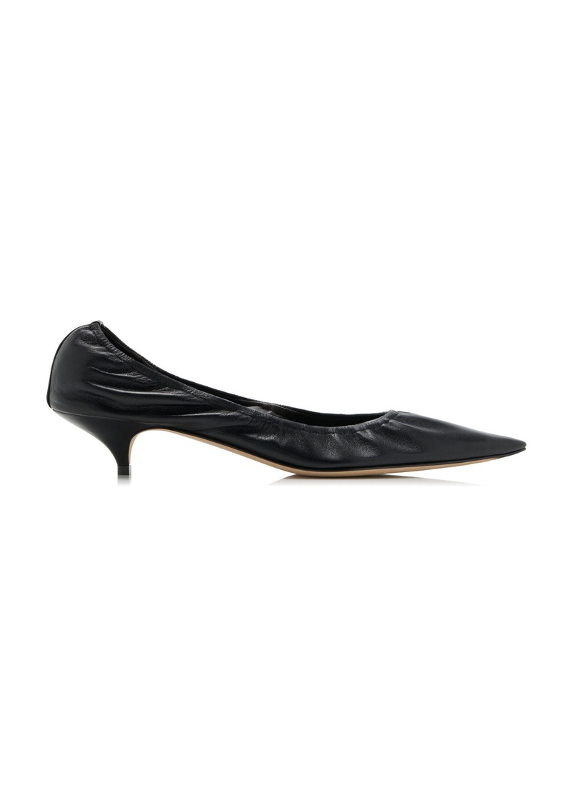 The Row - Liisa Leather Kitten Heel Pumps - Black - IT 38 - Moda Operandi