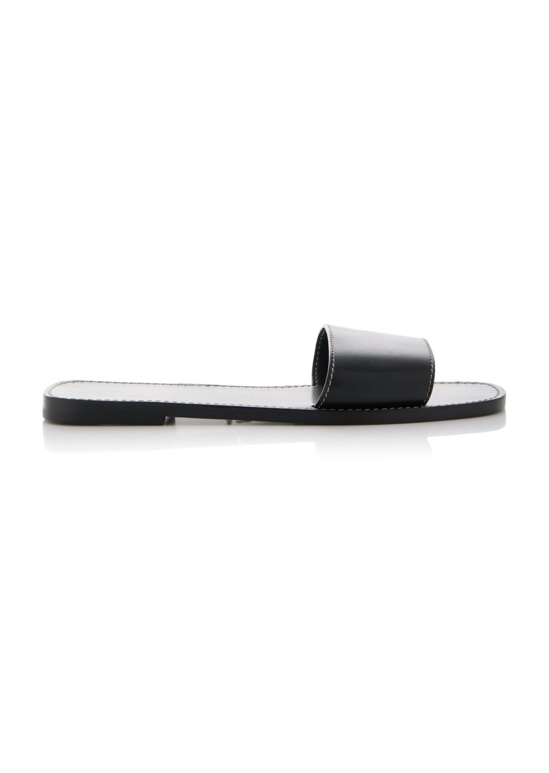 The Row - Link Leather Slides - Black - IT 41 - Moda Operandi