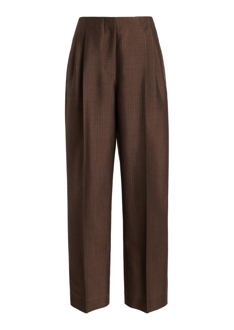 The Row - Lonan Pleated Mohair-Wool Straight-Leg Pants - Neutral - US 8 - Moda Operandi