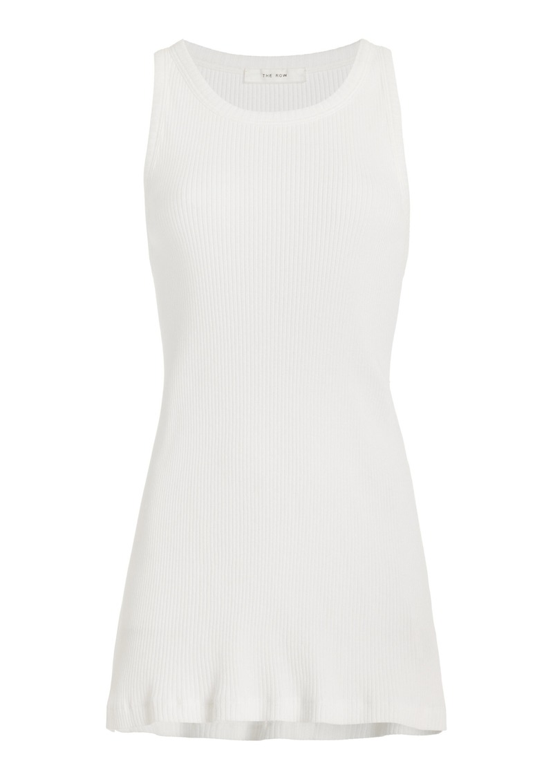 The Row - Misty Long Ribbed-Knit Cotton Tank Top - White - S - Moda Operandi