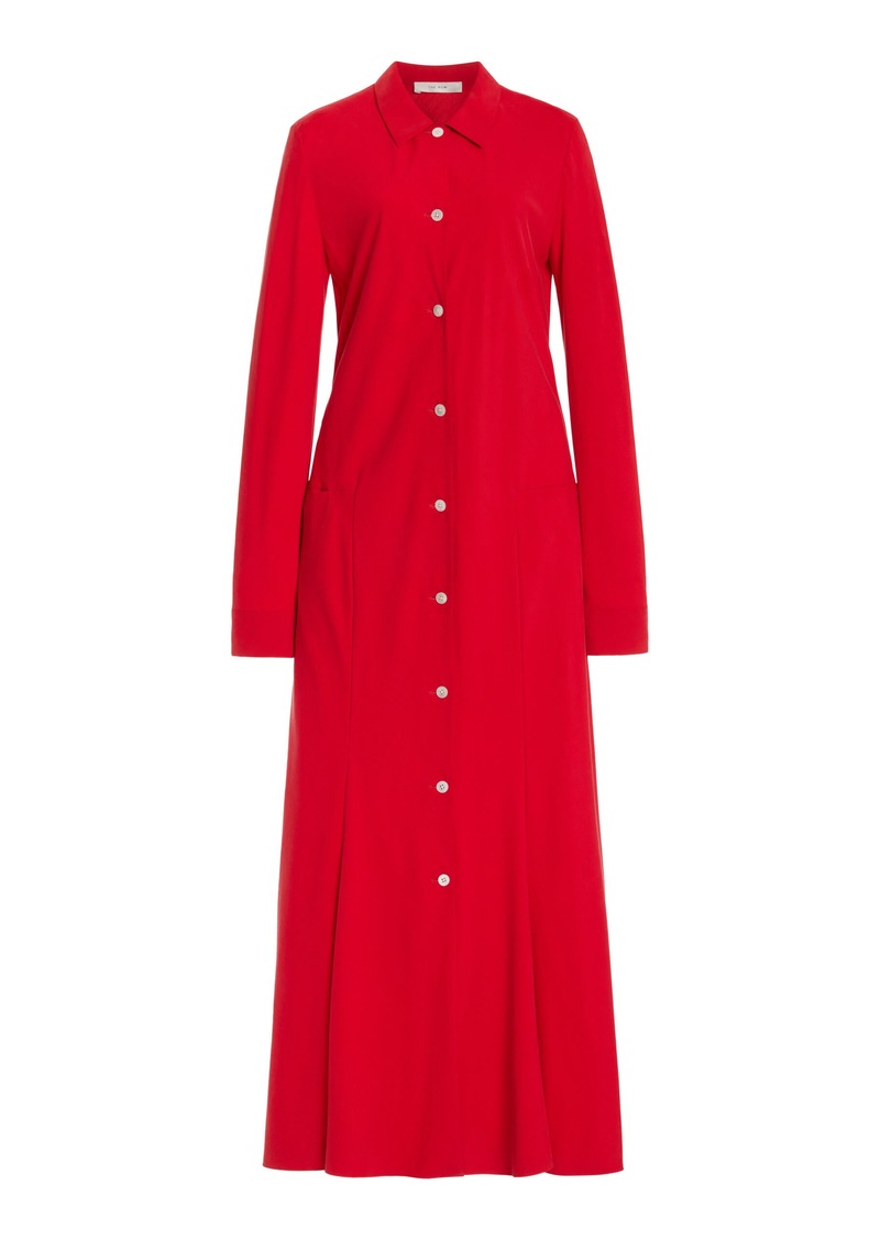 The Row - Myra Button-Down Silk Crepe Maxi Dress - Red - US 8 - Moda Operandi