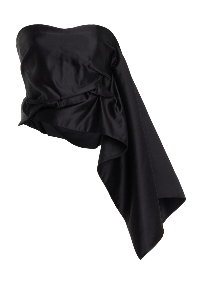 The Row - Nana Strapless Draped Satin Crop Top - Black - US 4 - Moda Operandi