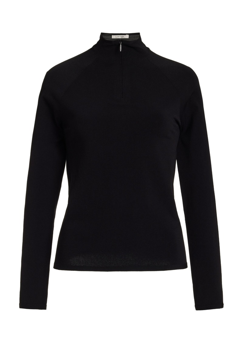 The Row - Patti Knit Zip-Up Turtleneck Top - Black - M - Moda Operandi