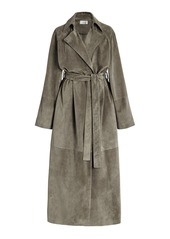 The Row - Poseidone Sueded-Leather Coat - Neutral - L - Moda Operandi