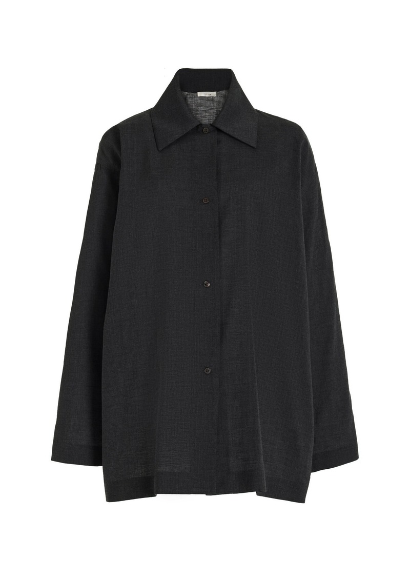 The Row - Rigel Oversized Silk-Cotton Shirt - Dark Grey - S - Moda Operandi