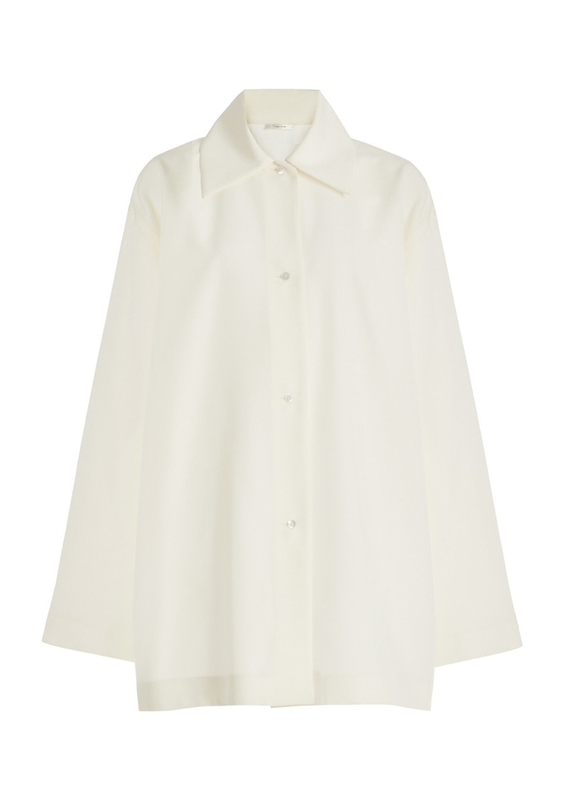 The Row - Rigel Oversized Wool Shirt - Ivory - S - Moda Operandi