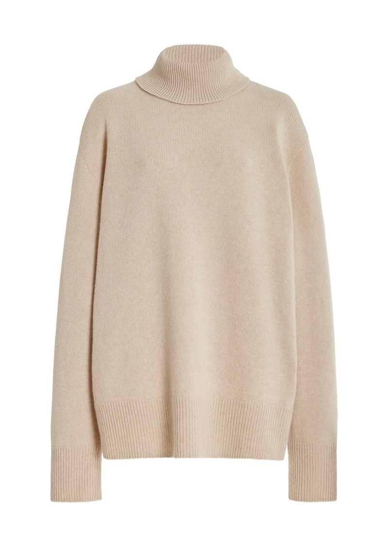 The Row - Stepny Oversized Wool-Cashmere Turtleneck Sweater - Neutral - L - Moda Operandi