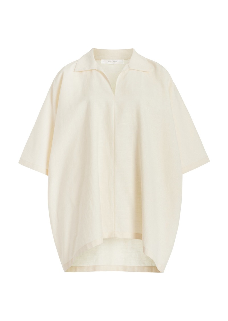 The Row - Wen Oversized Wool-Silk-Linen Top - Neutral - M - Moda Operandi