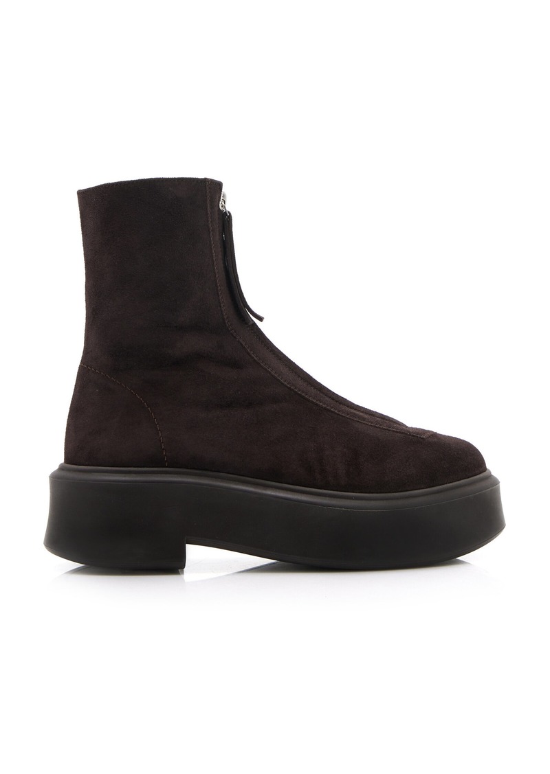 The Row - Zipped Suede Boot I - Brown - IT 41 - Moda Operandi