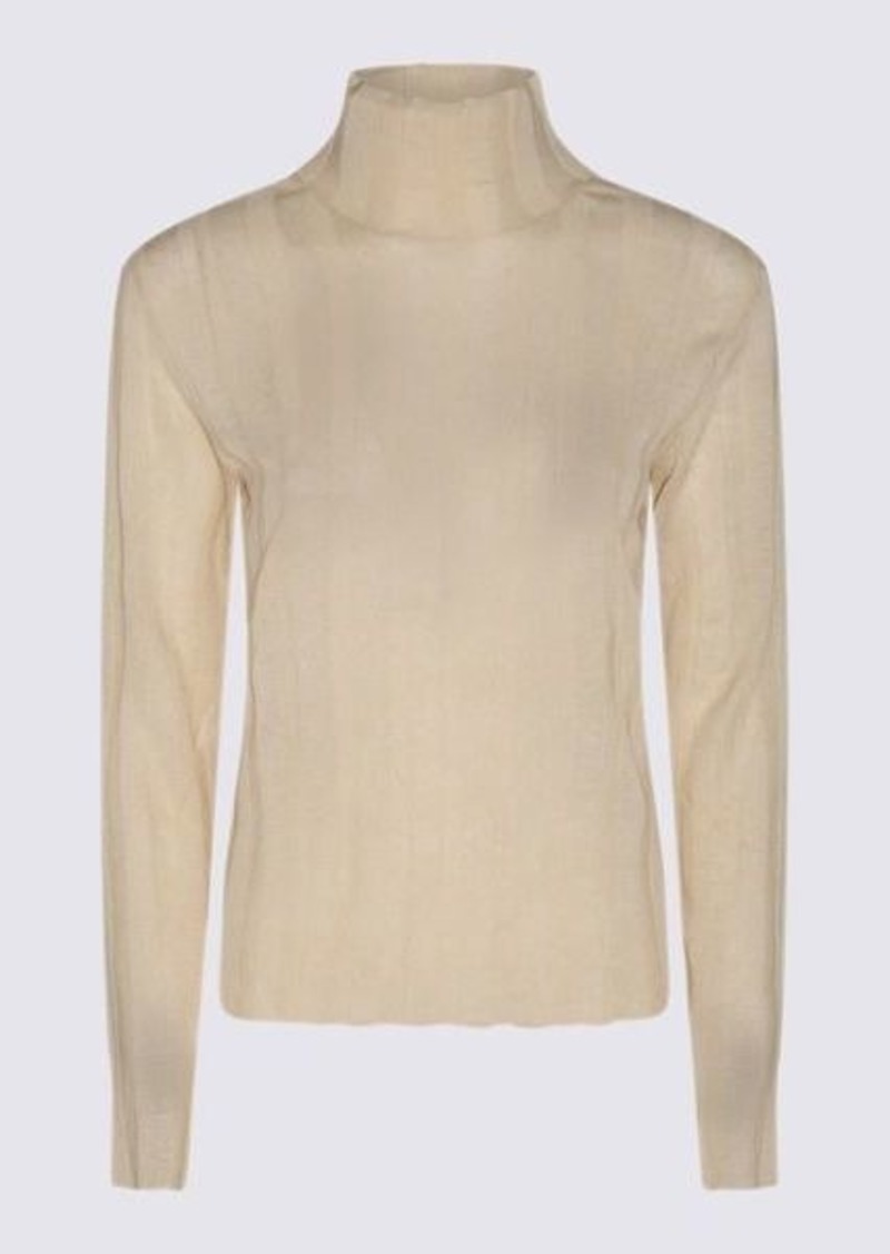 THE ROW ANTIQUE CREAM LINEN AND SILK BLEND SWEATER