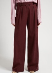 The Row Antone High Waist Pleat Wool Wide Leg Pants