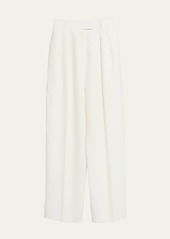 THE ROW Antone Pintuck Wide-Leg Wool Pants  White
