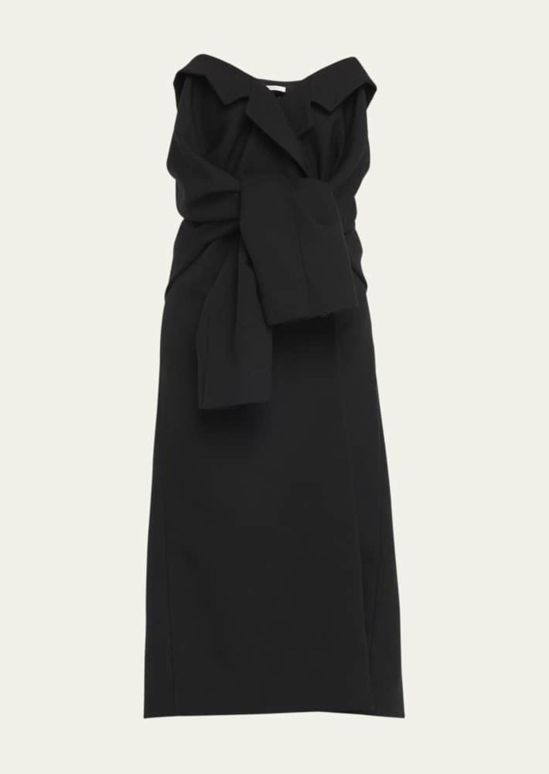 THE ROW Arpelle Strapless Wool Midi Dress