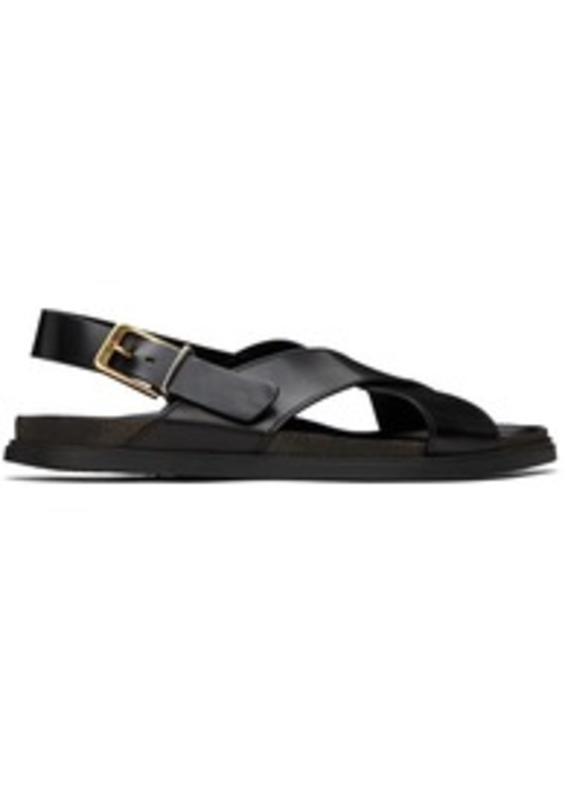 The Row Black Buckle Leather Sandals