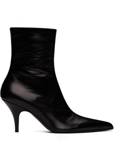 The Row Black Leather Sling Boots