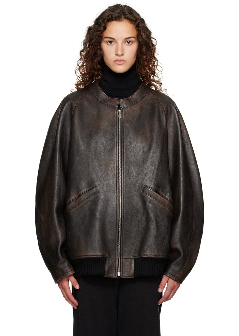 The Row Brown Kengia Leather Jacket