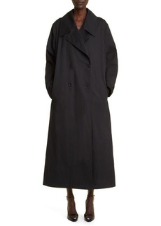 The Row Cadel Oversize Stretch Cotton & Cashmere Double Breasted Trench Coat