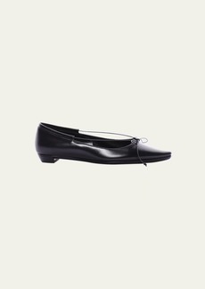 THE ROW Claudette Leather Bow Ballerina Flats