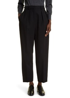 The Row Corby Pleated High Waist Wool Ankle Trousers