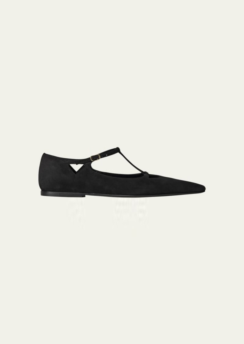 THE ROW Cyd Suede Mary Jane Ballerina Flats