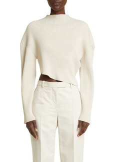 The Row Danana Asymmetric Crop Cotton Rib Sweater