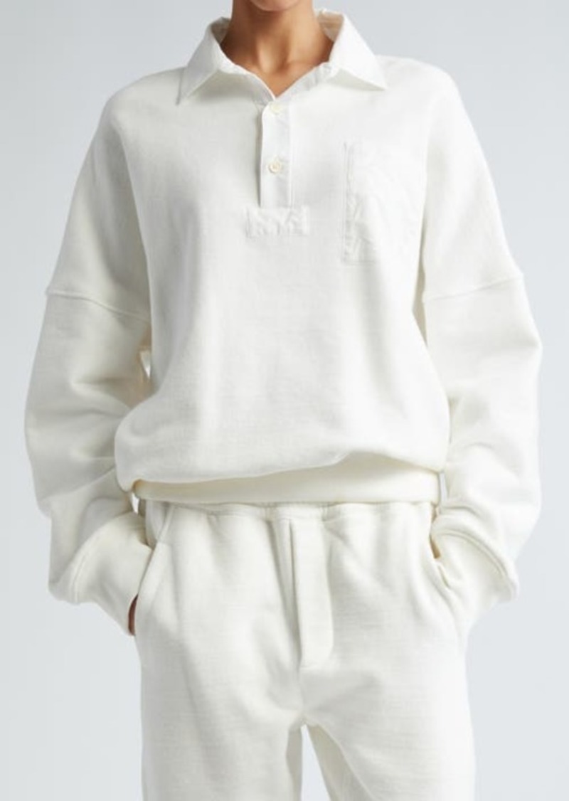 The Row Dende Cotton French Terry Polo Sweatshirt