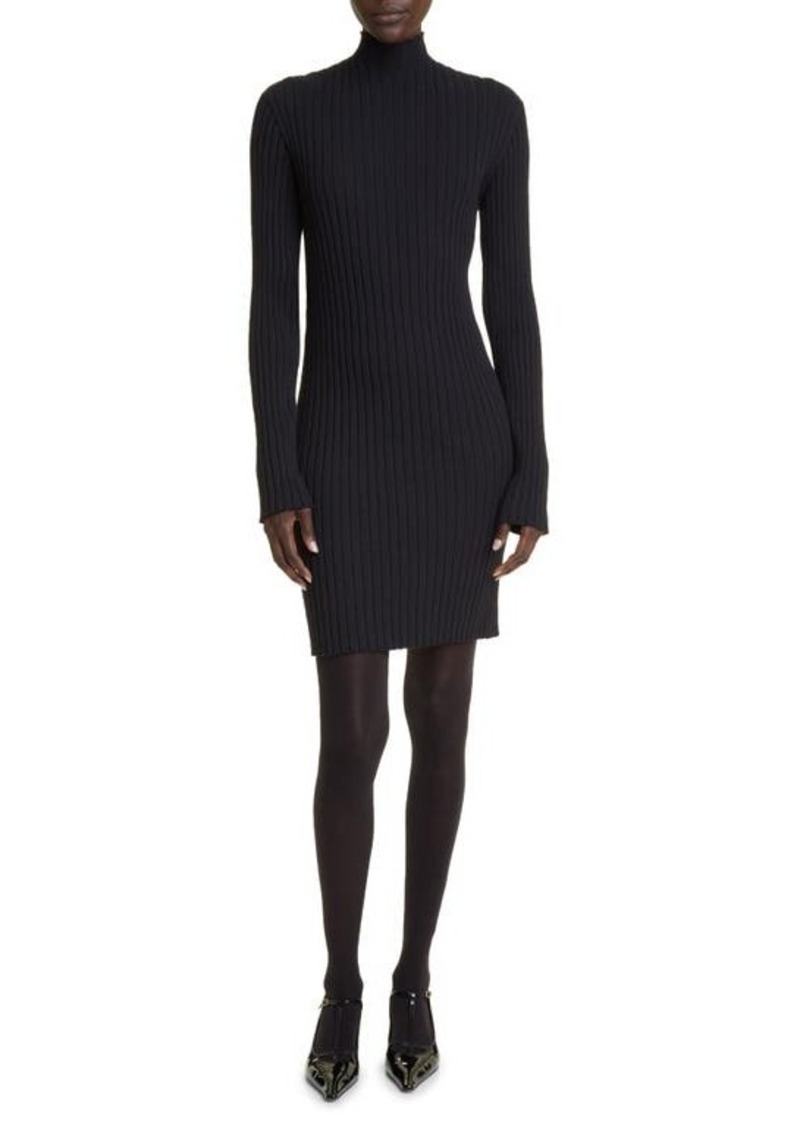 The Row Diolette Long Sleeve Silk Rib Sweater Dress