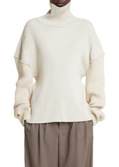The Row Dua Cotton & Cashmere Rib Turtleneck Sweater