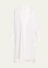 THE ROW Elinor Long-Sleeve Bib-Front Midi Shirtdress