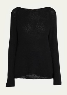 THE ROW Fausto Boat-Neck Open-Knit Silk Sweater