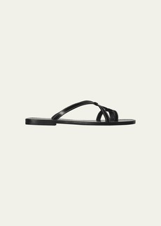 THE ROW Link Leather Toe-Loop Slide Sandals