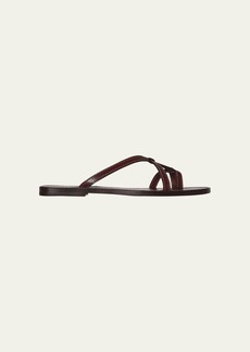 THE ROW Link Leather Toe-Loop Slide Sandals